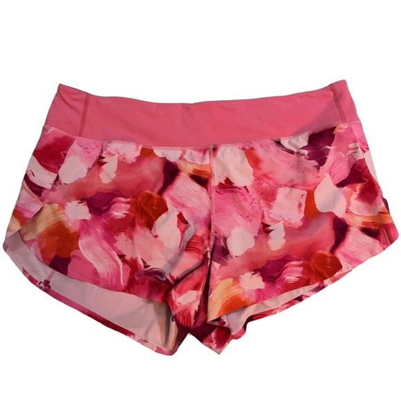 Athleta Printed Run with It 3.5" Lined Shorts Painted Energy Coral, Size XL - Picture 1 of 5